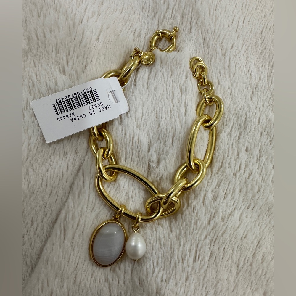 J. Crew Gold Bracelet with Freshwater Pearl